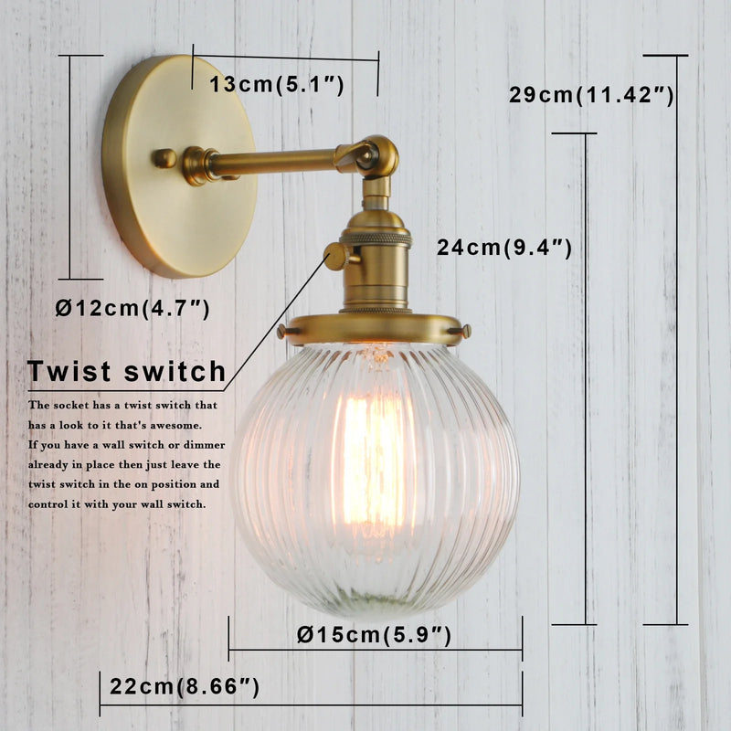 Afralia™ Industrial Ribbed Glass Wall Sconces for Kitchen Living Room Bedroom