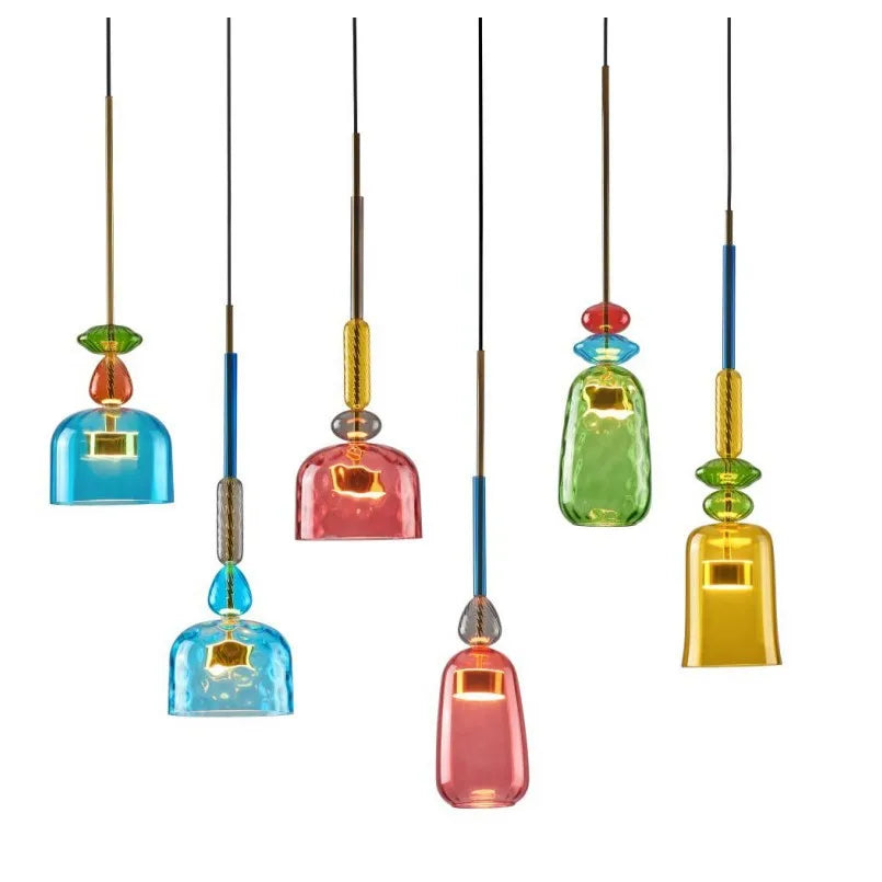 Afralia™ Candy Glass Chandelier Pendant Light for Dining and Living Room
