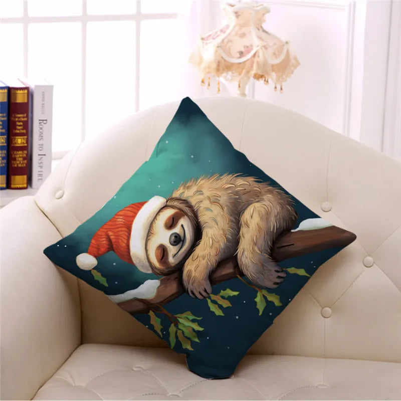 Afralia™ Cartoon Animal Christmas Pillowcase: Decorative Sofa Cushion Cover for Living Room