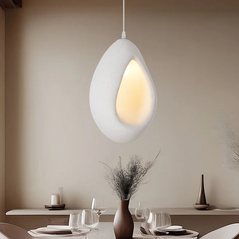 Afralia™ White Wabi Sabi E27 LED Pendant Chandelier for Home Decor & Bar, Nordic Design