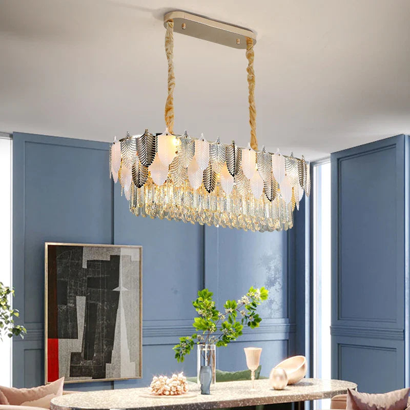 Afralia™ Retro Leaf Crystal Chandelier: Luxury Postmodern Living Room Lighting