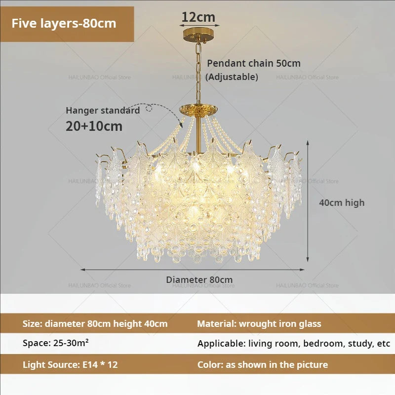 Afralia™ Luxury Cream Wind Crystal Chandelier: High-End Living Room, Dining Room, Bedroom Light