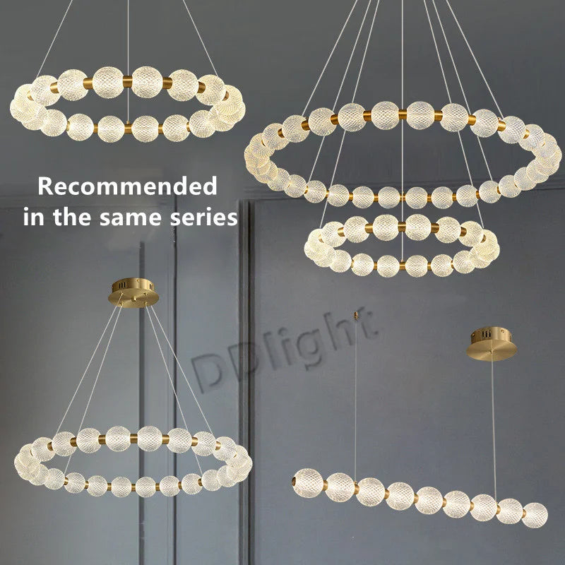 Afralia™ Modern Luxury Pearl Pendant LED Chandelier for Living Room and Bedroom