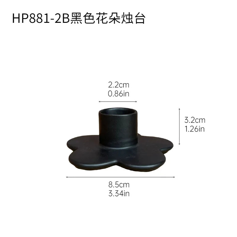 Afralia™ Cartoon Flower Ceramic Candle Holder Candelabrum Desktop Storage Accessory