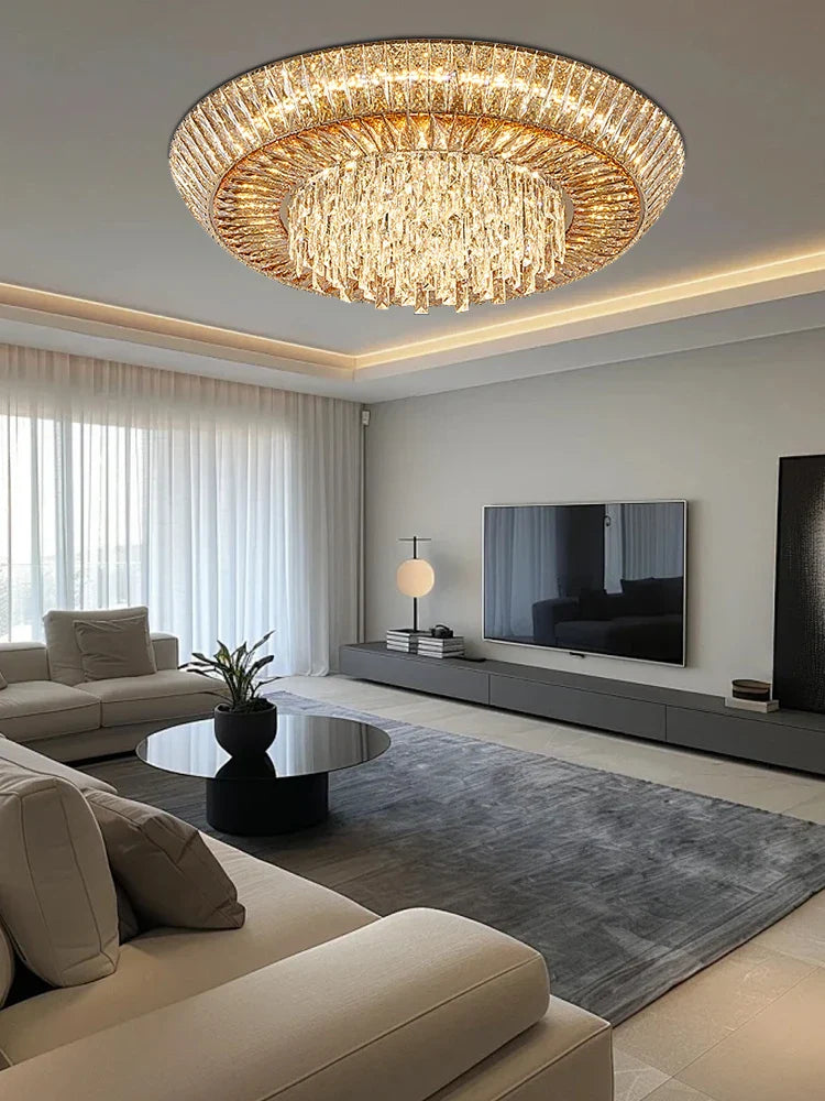 Afralia™ Amber Crystal Ceiling Chandelier: Luxe LED Home Decor Light Fixture