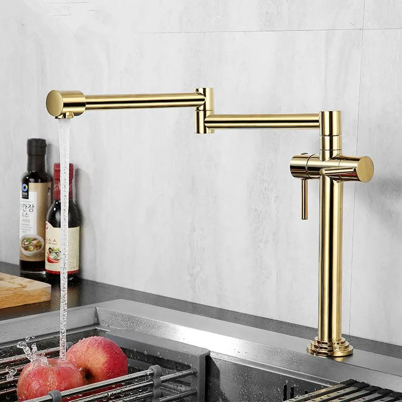 Afralia™ Solid Brass Kitchen Faucet with Rotating Crane for Deck Mounted Sink Mixer