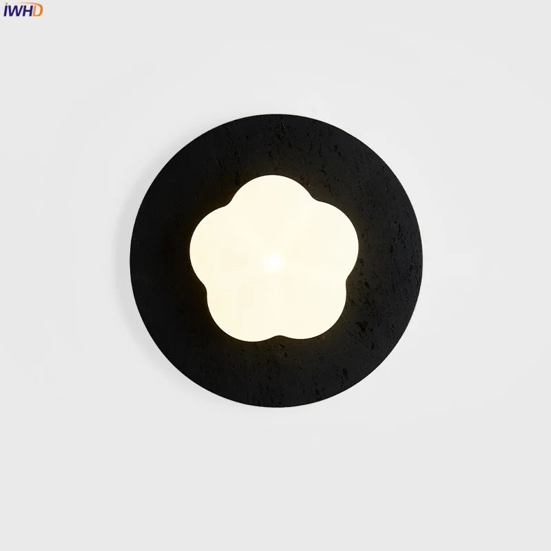 Afralia™ Black Travertine LED Wall Lights Modern Home Decoration Bedside Lamps