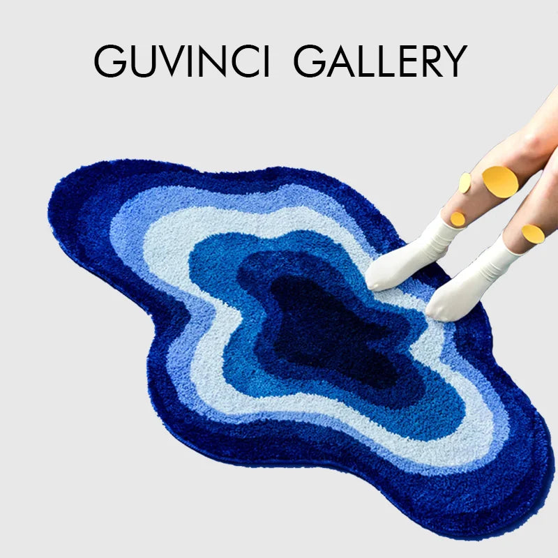 Afralia™ Cloudy Blues Wavy Retro Rug 80x120, Super Soft & Non-Slip Hand Tufted Carpet