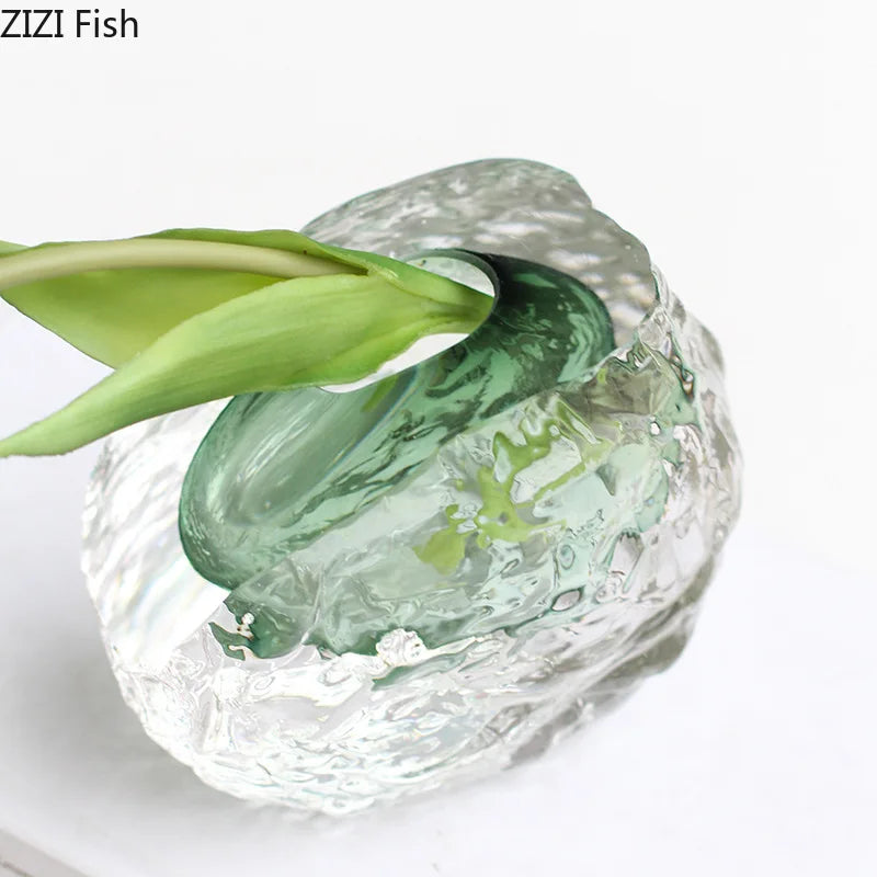 Afralia™ Glass Vase for Flowers | Elegant Wrinkle Design | Room Decor & Floral Arrangement