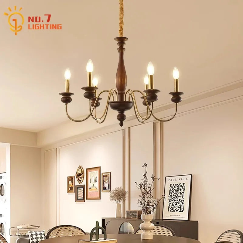 Afralia™ Retro LED Candle Chandelier for Bedroom Living Room Bar