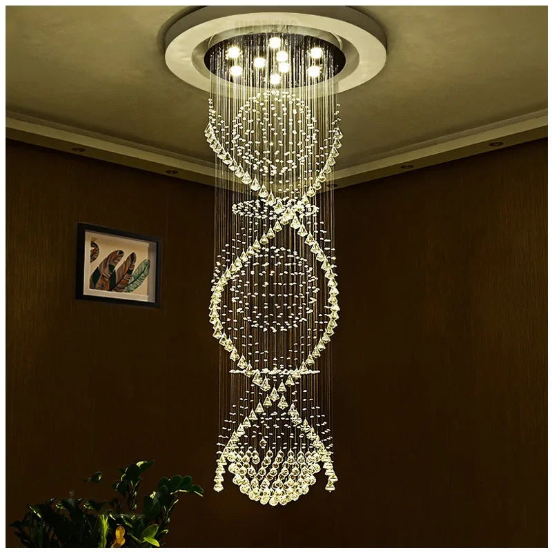 Afralia™ Modern Crystal Chandelier for Staircase, Luxury LED Lighting Fixture for Living Room.