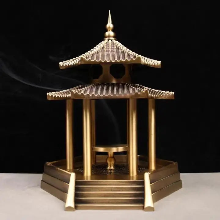 "Afralia™ Zen Brass Incense Burners & Decorative Ancient Pavilion Collection"