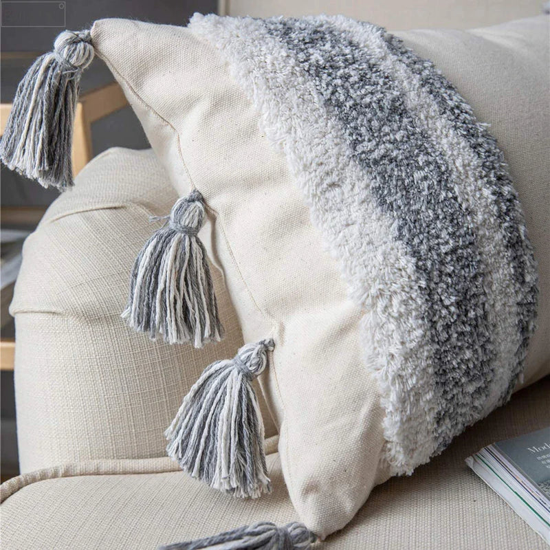 Afralia™ Tufted Tassel Throw Pillow Cover - Soft & Comfy Boho Decor for Living Room