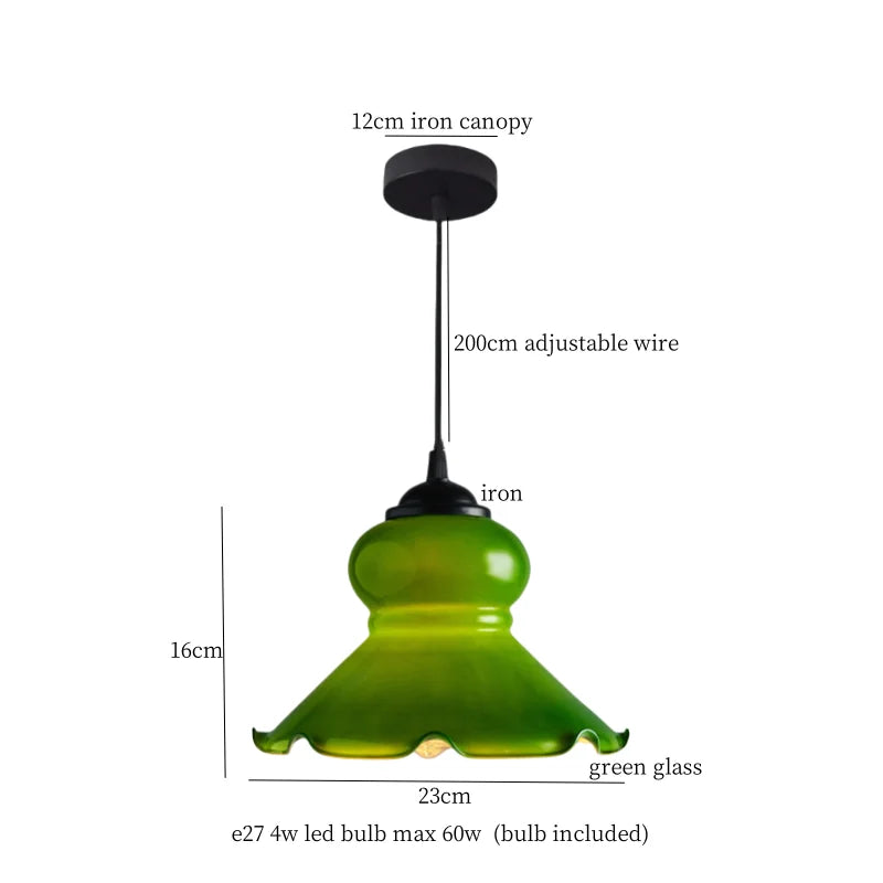 Afralia™ Green Glass LED Pendant Light for Home Decor and Cafe Lighting