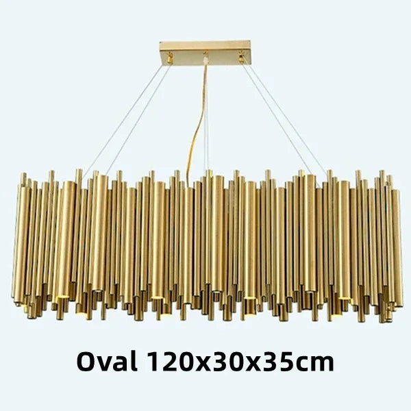 Afralia™ Gold Brubeck LED Chandelier Pendant Light - Stylish Aluminum Alloy Tube Suspension Luminaire