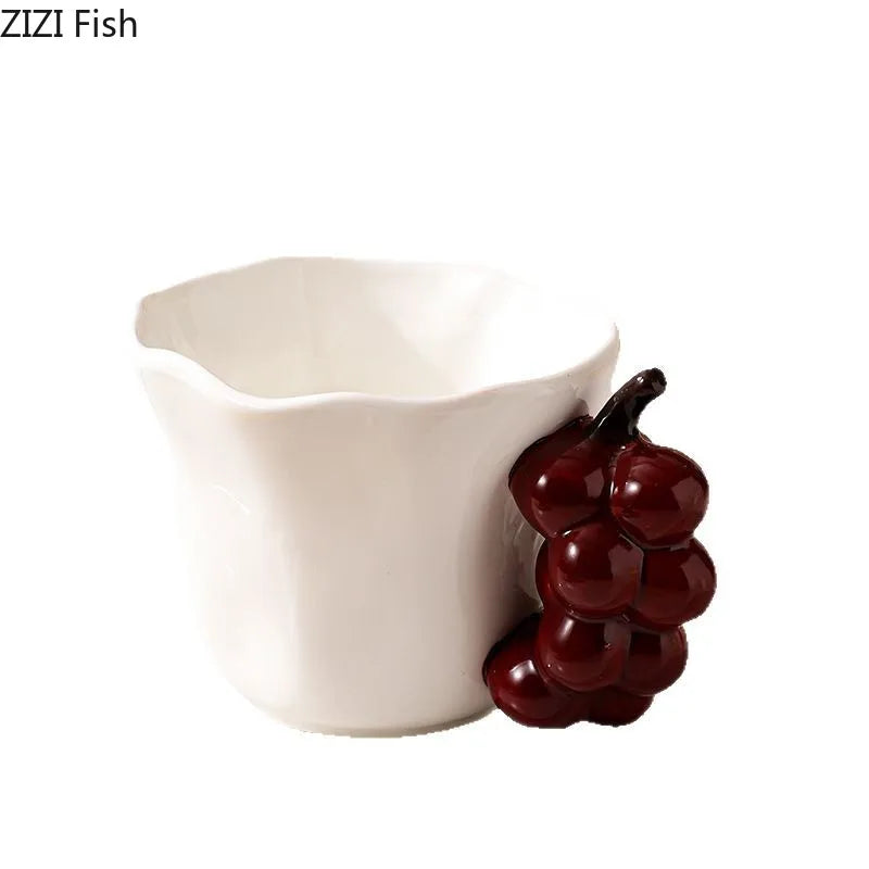 Afralia™ Fun Fruits Ceramic Mug Lemon/grape Dining Coffee Afternoon Tea Cup