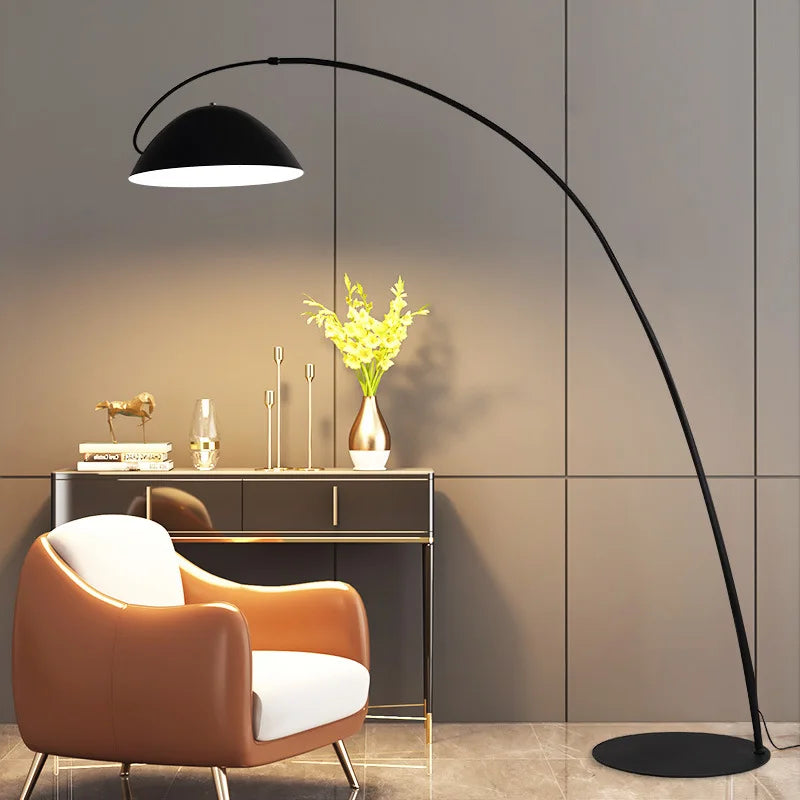 Afralia™ Matte Black Fishing Floor Lamp for Luxury Living Room Decor