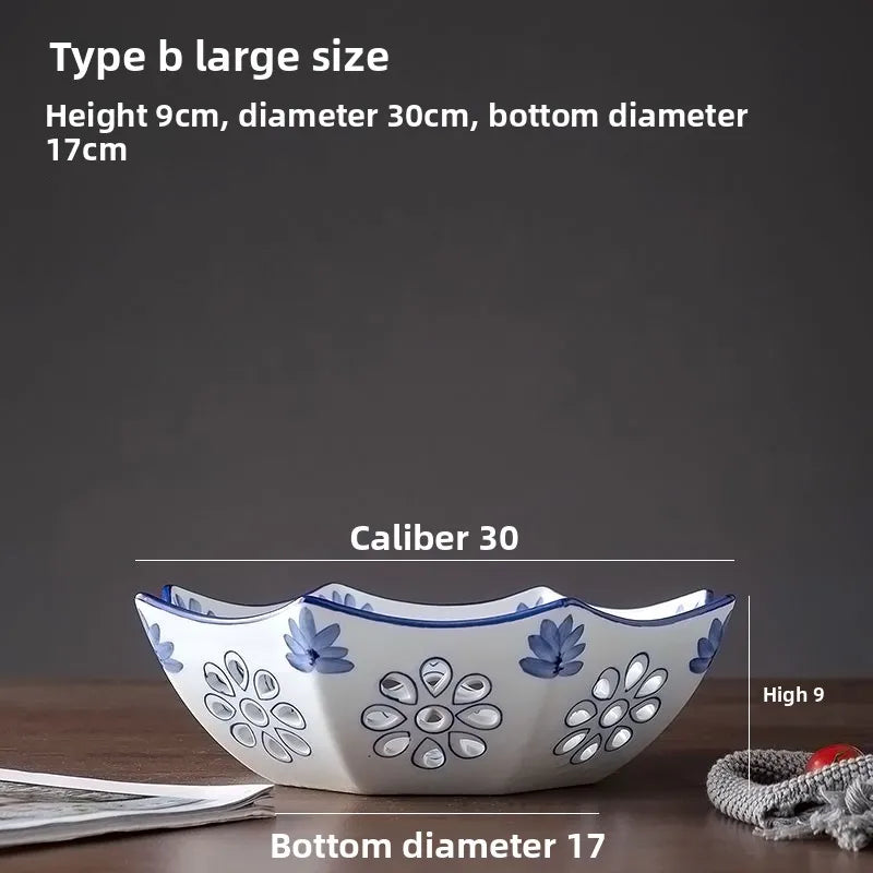 Afralia™ Porcelain Fruits Bowl: Embossed Texture, Hollowed Out, Home Kitchen Storage Tray