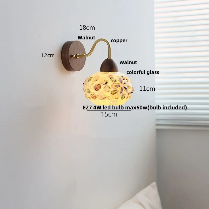 Afralia™ Tiffany Style Glass LED Wall Light with Colorful Shell Design