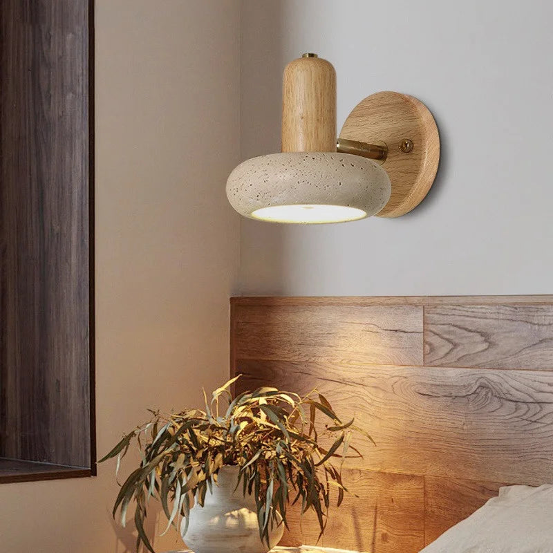 Afralia™ Yellow Travertine LED Wall Lights Rotate Pull Chain Switch