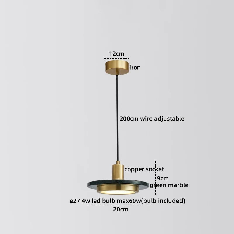 Afralia™ Marble Copper LED Pendant Lamp Modern Hanging Lights Fixtures