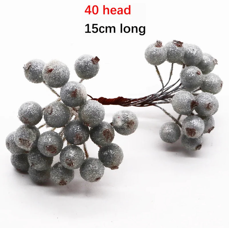 Afralia™ Silver Hybrid Flower Stamen Berries Bundle for DIY Wedding Cake Decor