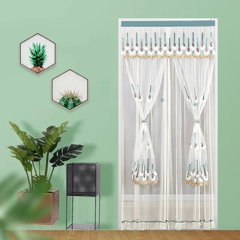 Afralia™ Lace Embroider Anti-Mosquito Net Door Curtains - Pleated Design for Light and Air Flow