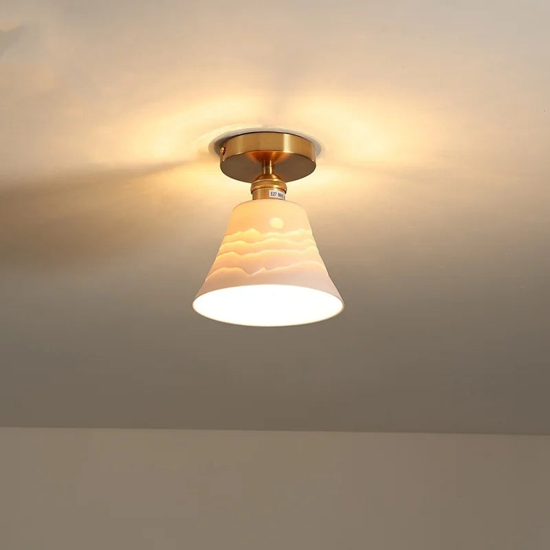 Afralia™ Ceramic LED Ceiling Light Modern White Porch Balcony Luminaria