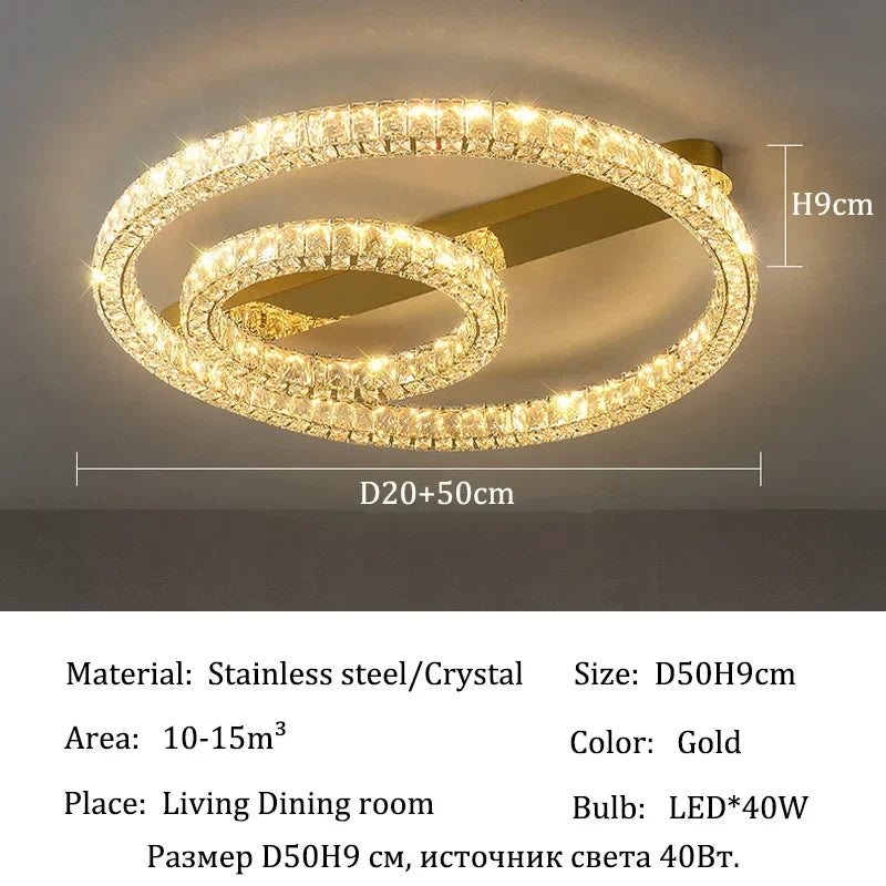 Afralia™ Gold Crystal Ceiling Lights for Elegant Home Decor