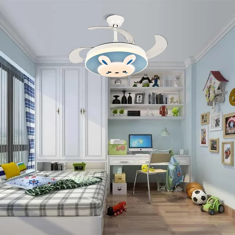 Afralia™ Simple Ceiling Fan With LED Light and Remote Control