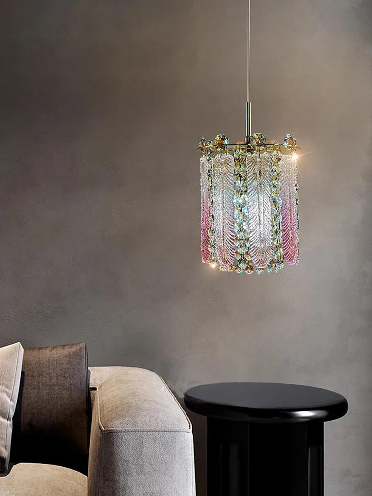 Afralia™ Gold Feather Crystal Tassel Chandelier & Ceiling Light Fixture