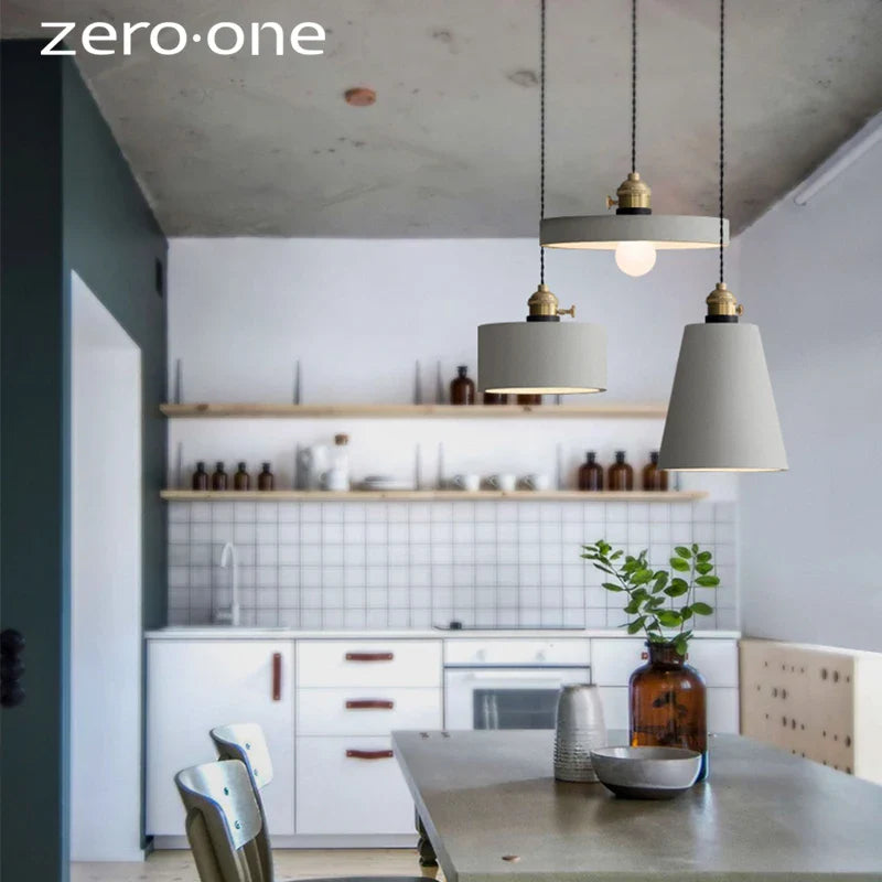 Afralia™ Nordic Cement LED Pendant Lights: Creative Vintage Dinning Room Suspension Luminaire Lighting