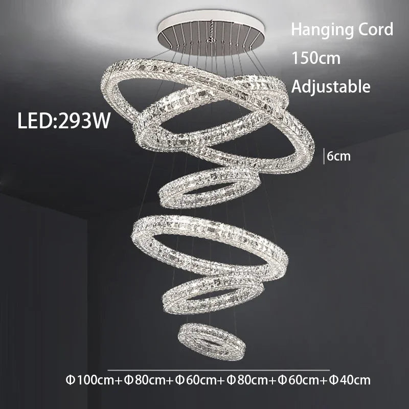Afralia™ Modern Crystal Chandelier Chrome Golden Round Pendant Lights