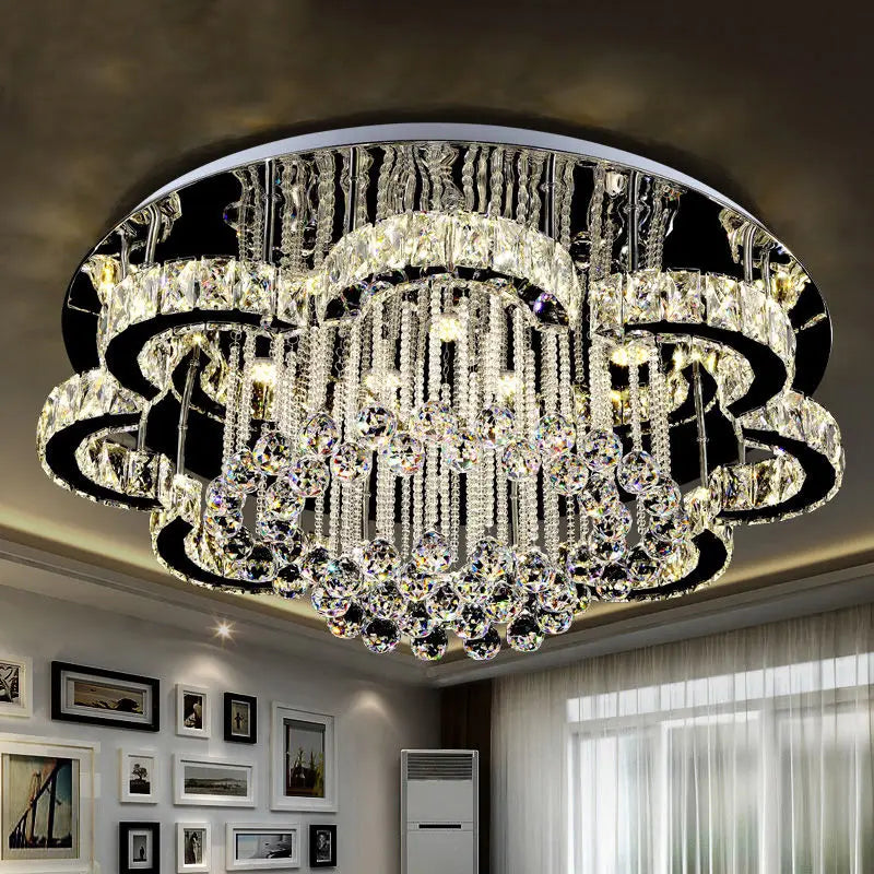Afralia™ Crystal Ceiling Lamp Minimalist Pendant LED Chandelier for Living Room