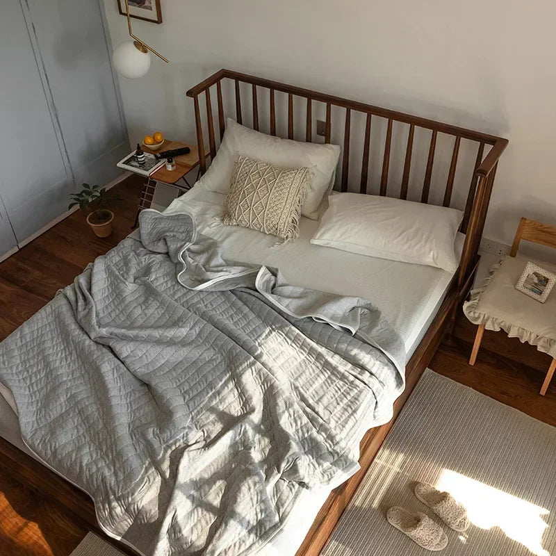 Afralia™ Soft Cotton Summer Quilt, Skin-Friendly & Washable Single/Double Blanket