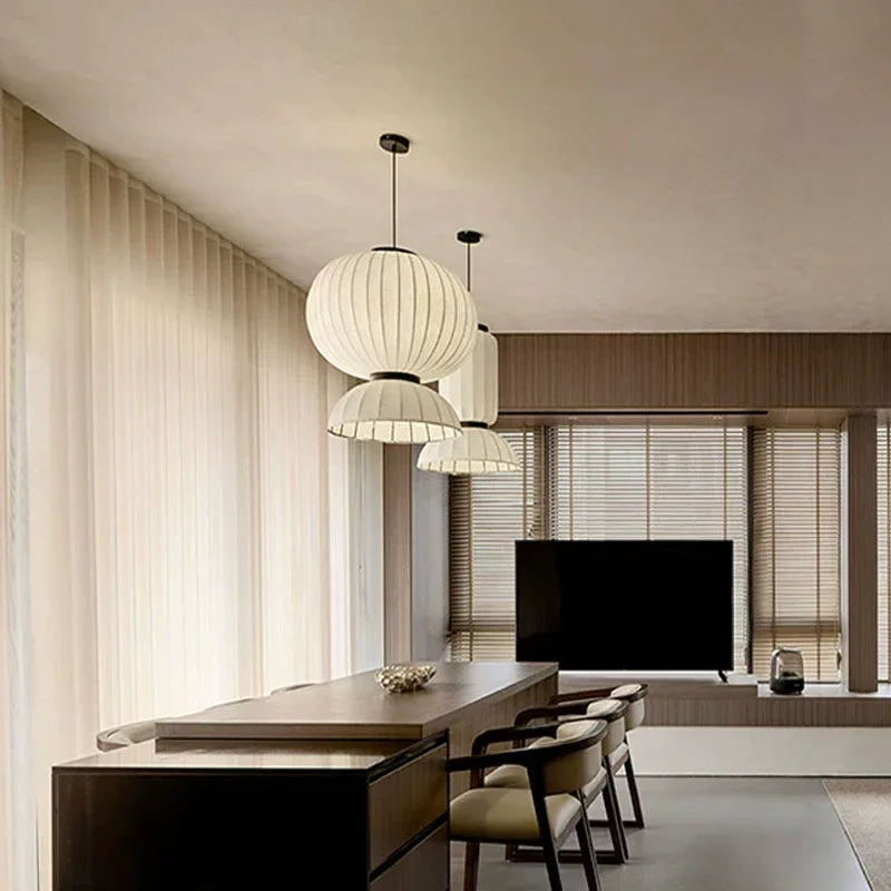 Afralia™ Silk LED Chandelier: Nordic Minimalist Pendant Light for Dining Room, Bedroom, Bar