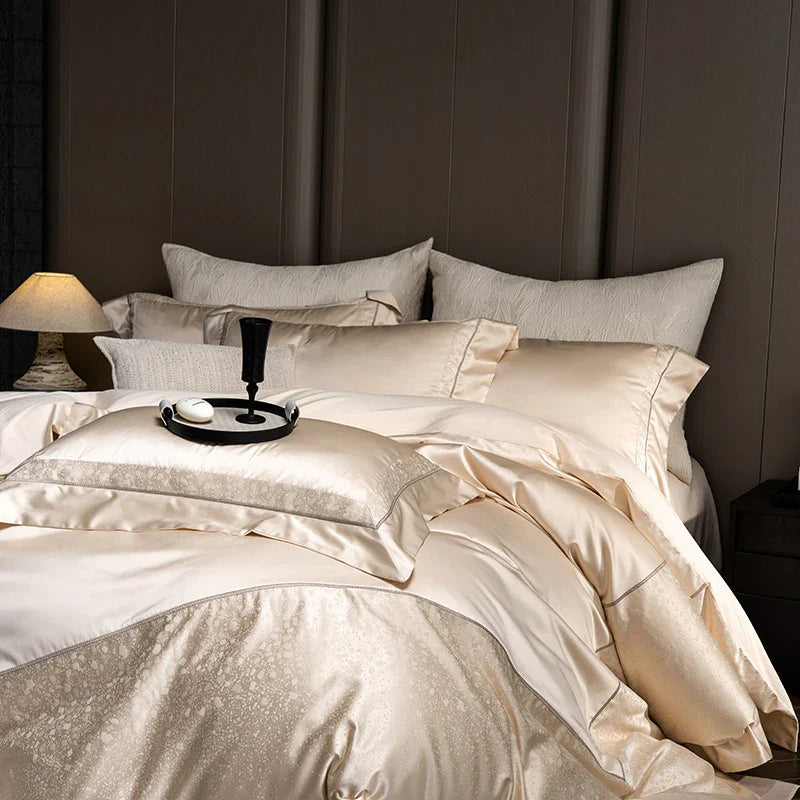 Afralia™ Classic Luxury Brocade Satin Jacquard Cotton Bedding Set with Sheet and Pillowcase