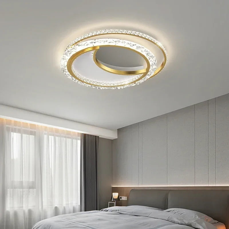 Afralia™ Minimalist Acrylic Round LED Ceiling Lamp, Modern Gold Chandelier for Stylish Home Environment