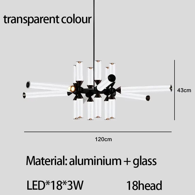 Afralia™ Glass Tube Chandelier: Modern LED Pendant Lamp for Living Room, Bedroom, Cafe, and Dining Room.