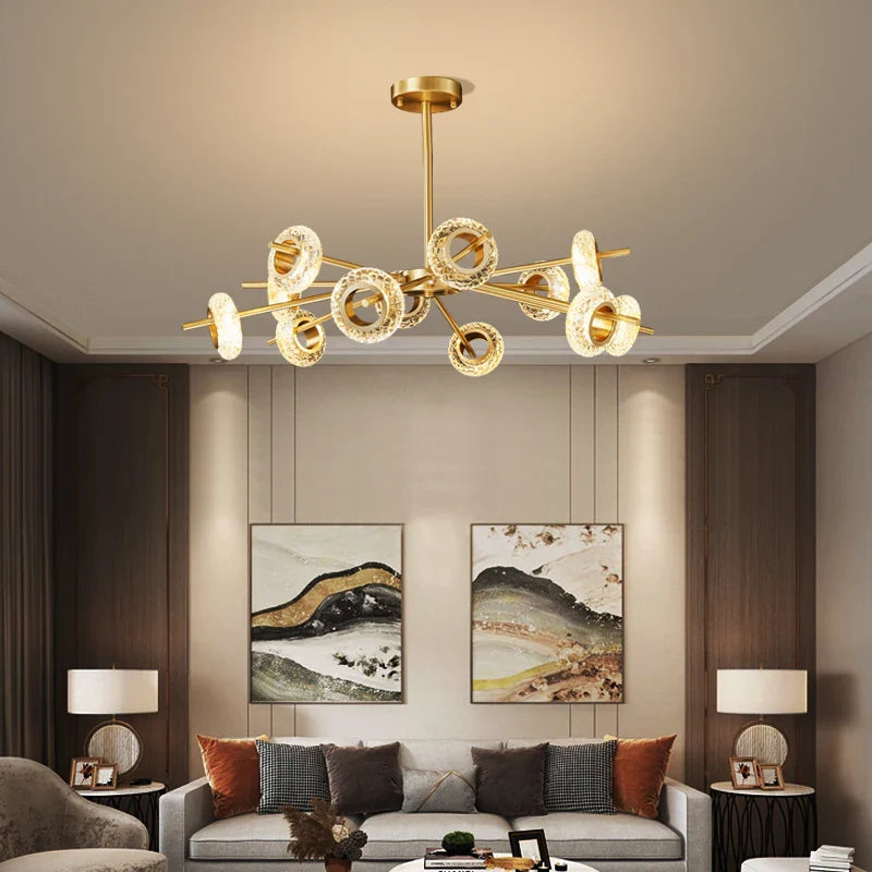 Nordic Golden Crystal Circle LED Chandelier by Afralia™ for Elegant Indoor Decor