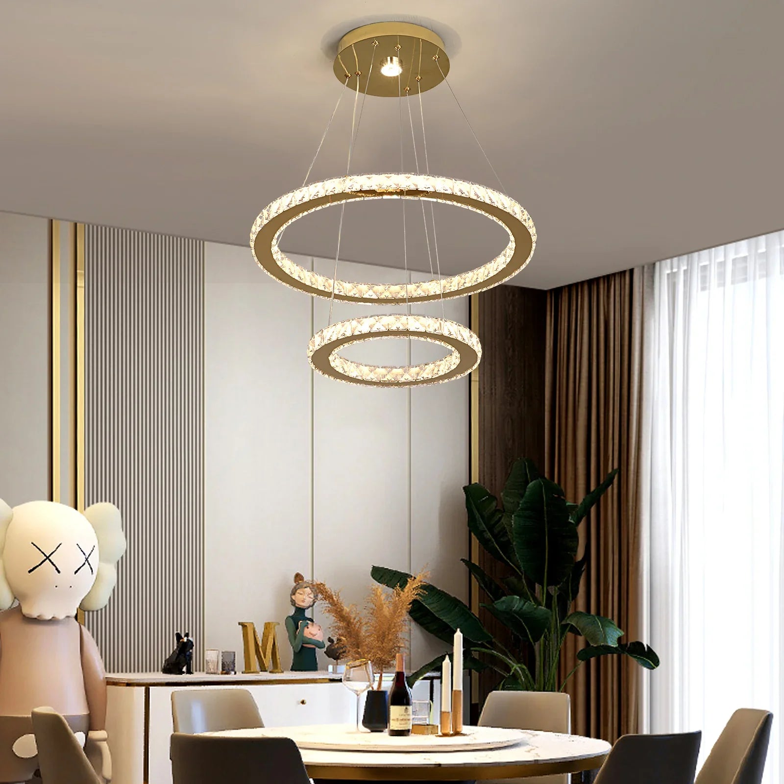Afralia™ Crystal Pendant LED Chandelier for Modern Living Room Kitchen Decor