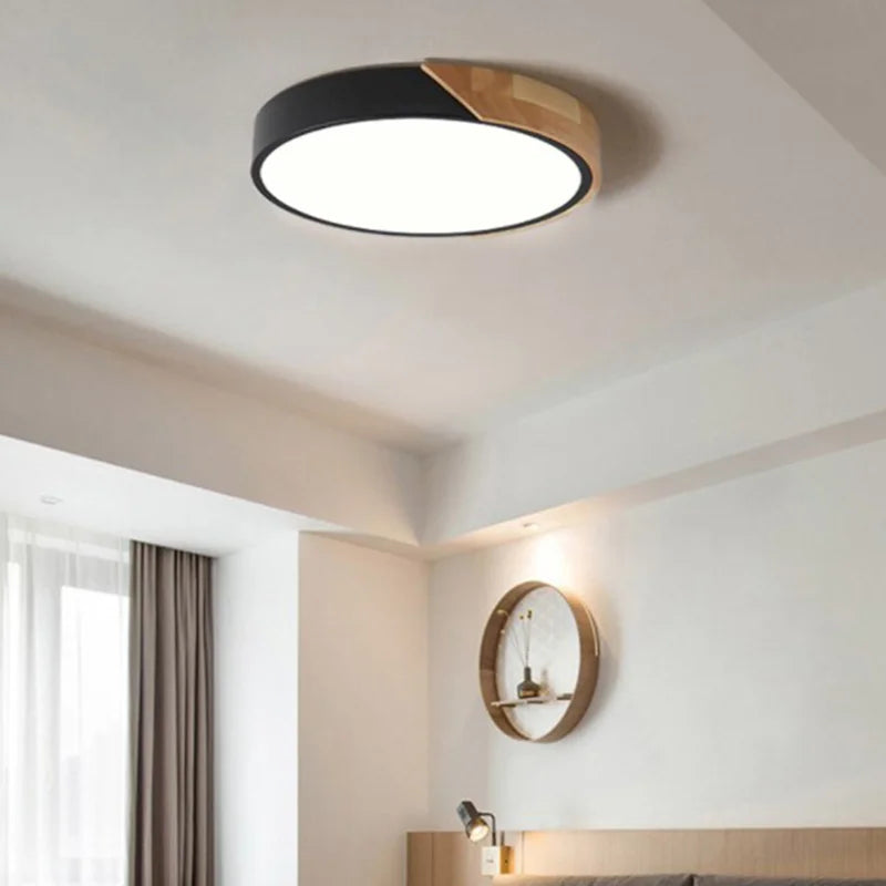 Afralia™ Macaron Nordic LED Ceiling Light: Rubber Wood Lamp for Living Room, Bedroom, Dining Room