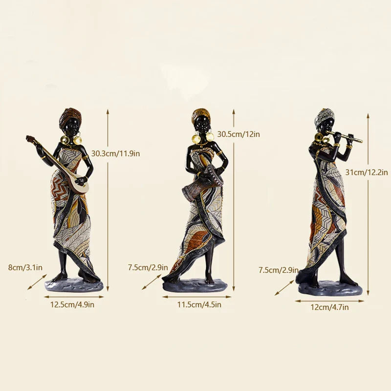 Afralia™ Vintage African Women Art Sculpture Home Decor Figurine