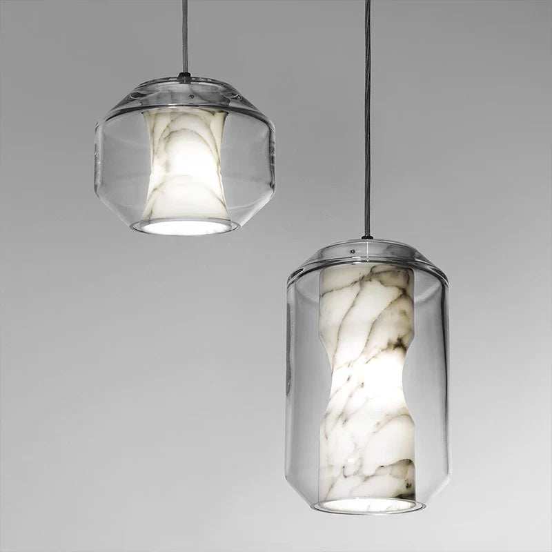 Afralia™ Marble Glass Chandelier: Modern Minimalist LED Pendant Lamps for Home Decor