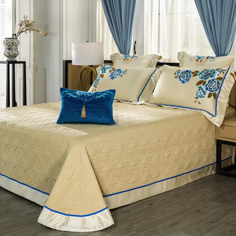 Afralia™ 200S Embroidery Egyptian Cotton Bedding Set Queen King Linens