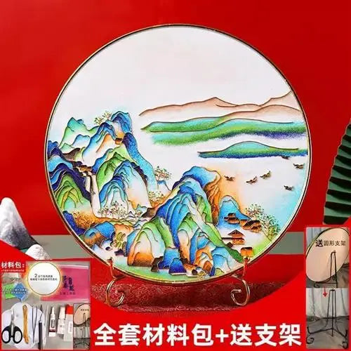 Afralia™ Cloisonne Silk Enamel Painting DIY Kit - Beginner Handmade Material Package