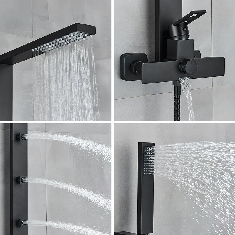 Afralia™ Rainfall Shower Faucet White Black Wall Mount Spa Massage Mixer Tap