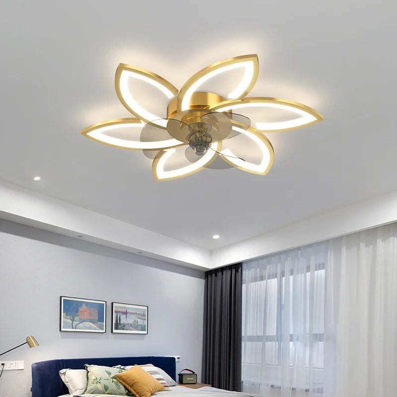 Afralia™ Modern LED Ceiling Fan Light Invisible Blade Bedroom Lighting Remote Control