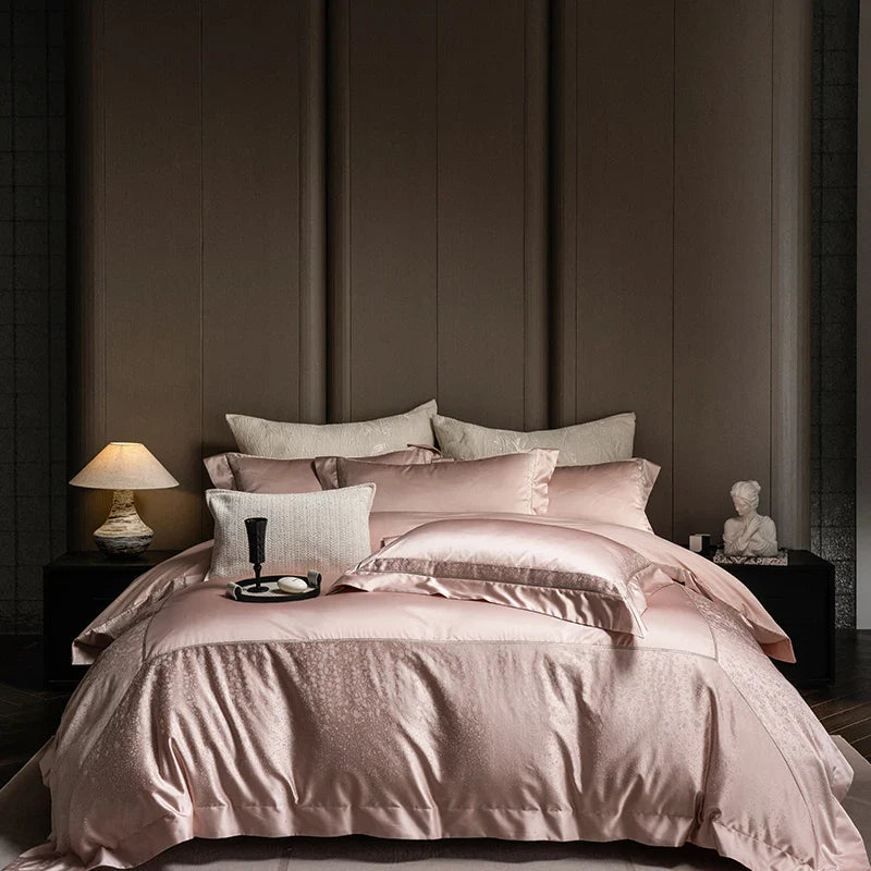 Afralia™ Classic Luxury Brocade Satin Jacquard Cotton Bedding Set with Sheet and Pillowcase