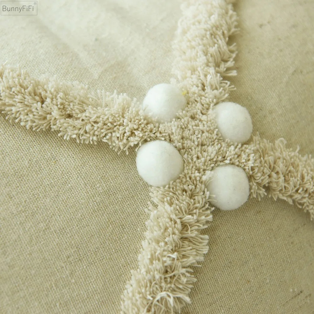 Afralia™ Ivory Boho Style Cushion Cover with Colorful Pompoms